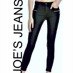 JOE'S JEANS MOTO DK GRAY SKINNY ZIPPER SIDE LEG 25